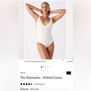 BNWT The Minimalist Ribbed Cream One Piece Swimsuit